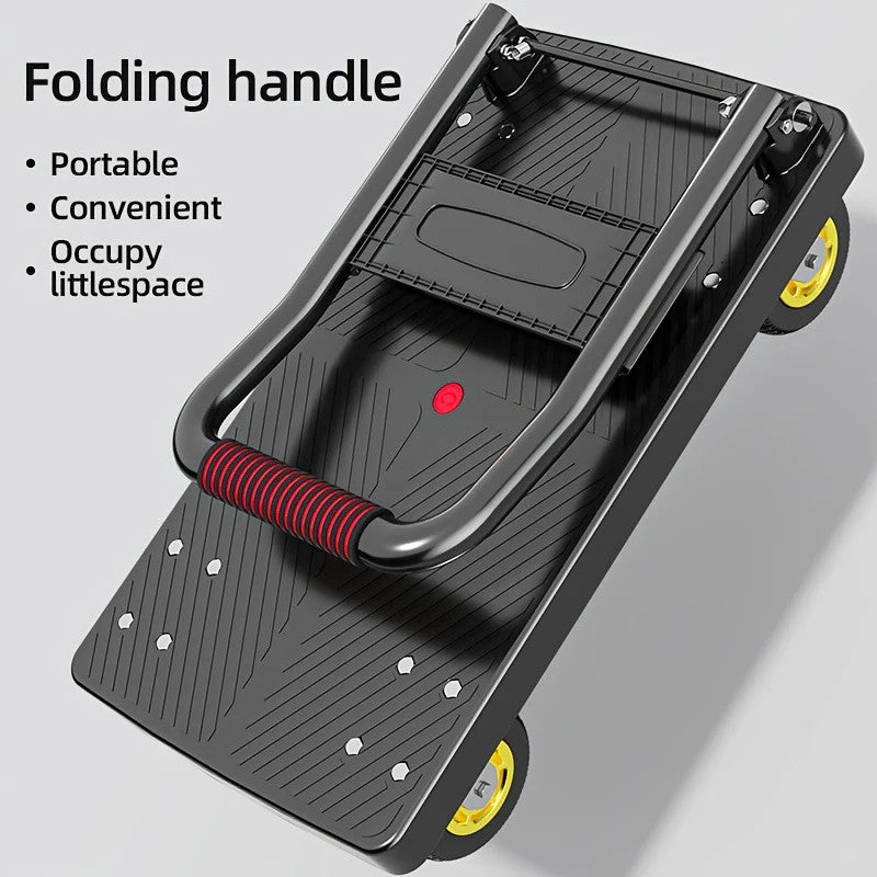 Heavy-Duty Folding Hand Cart with Silent Swivel Wheels, 660 Lbs Capacity -