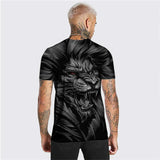Men's Bold Lion 3D Print T-Shirt - Oversized, Short Sleeve, Crew Neck Tee with