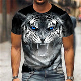 Men's Bold Lion 3D Print T-Shirt - Oversized, Short Sleeve, Crew Neck Tee with