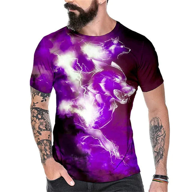 Men's Bold Lion 3D Print T-Shirt - Oversized, Short Sleeve, Crew Neck Tee with