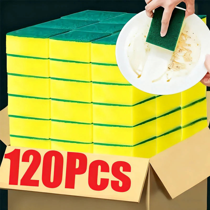 120pcs Heavy-Duty Non-Stick Kitchen Sponges - Oil-Resistant, Scratch-Resistant,