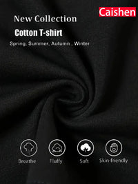Four-piece 100% Cotton Men'S T-shirt Unisex Summer Simple Loose Crewneck Casual