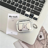 Lovely Oil Painting Puppy Mirror Earphone Case For Airpods 3 Pro 2 1 Shockproof