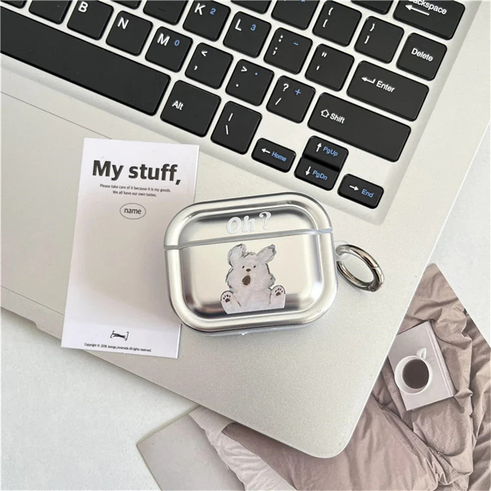 Lovely Oil Painting Puppy Mirror Earphone Case For Airpods 3 Pro 2 1 Shockproof