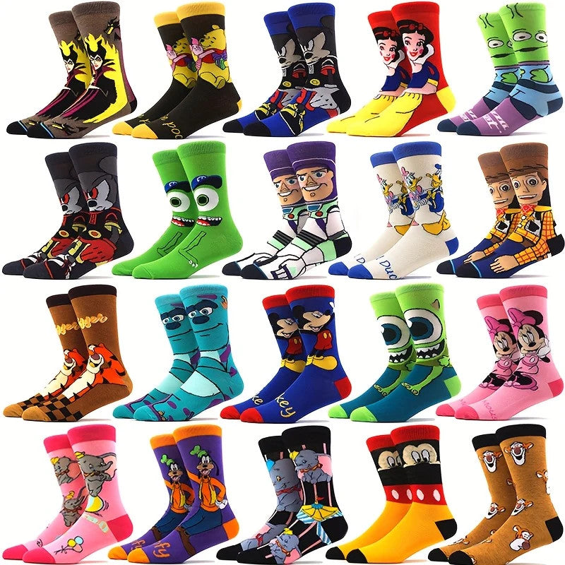 10 Pairs Unisex Cartoon Socks - Mickey & Donald Duck Breathable Elastic Socks