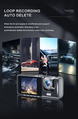 1080P Triple-Camera Dash Cam with IR Night Vision, Loop Recording & 2'' IPS