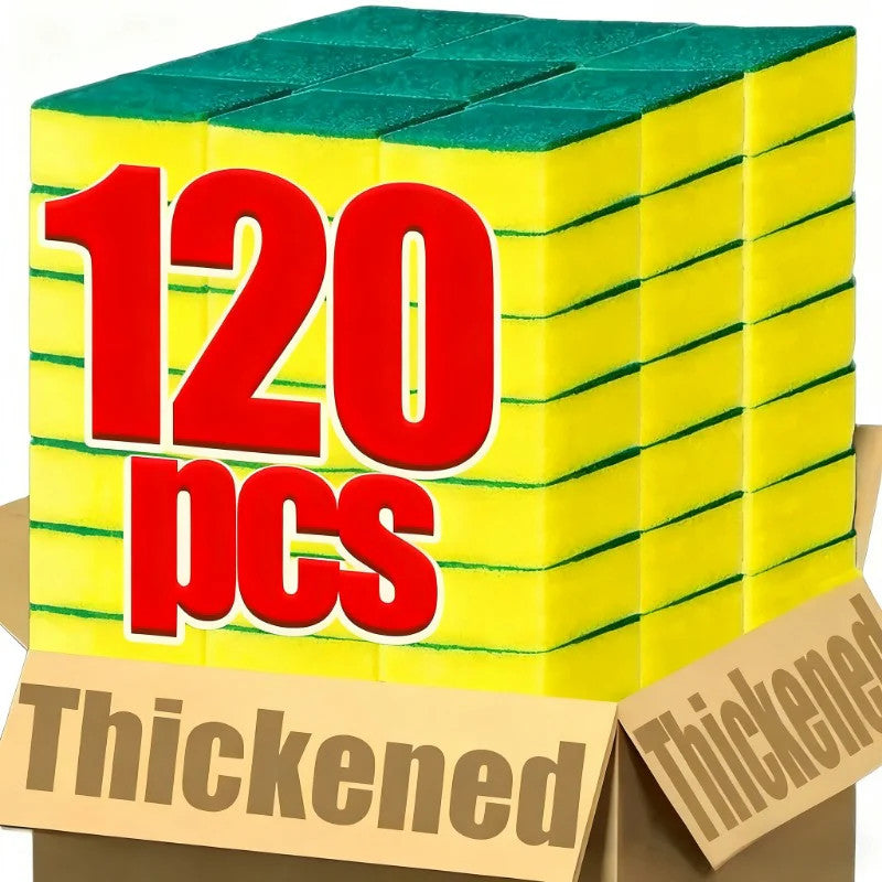 120pcs Heavy-Duty Non-Stick Kitchen Sponges - Oil-Resistant, Scratch-Resistant,