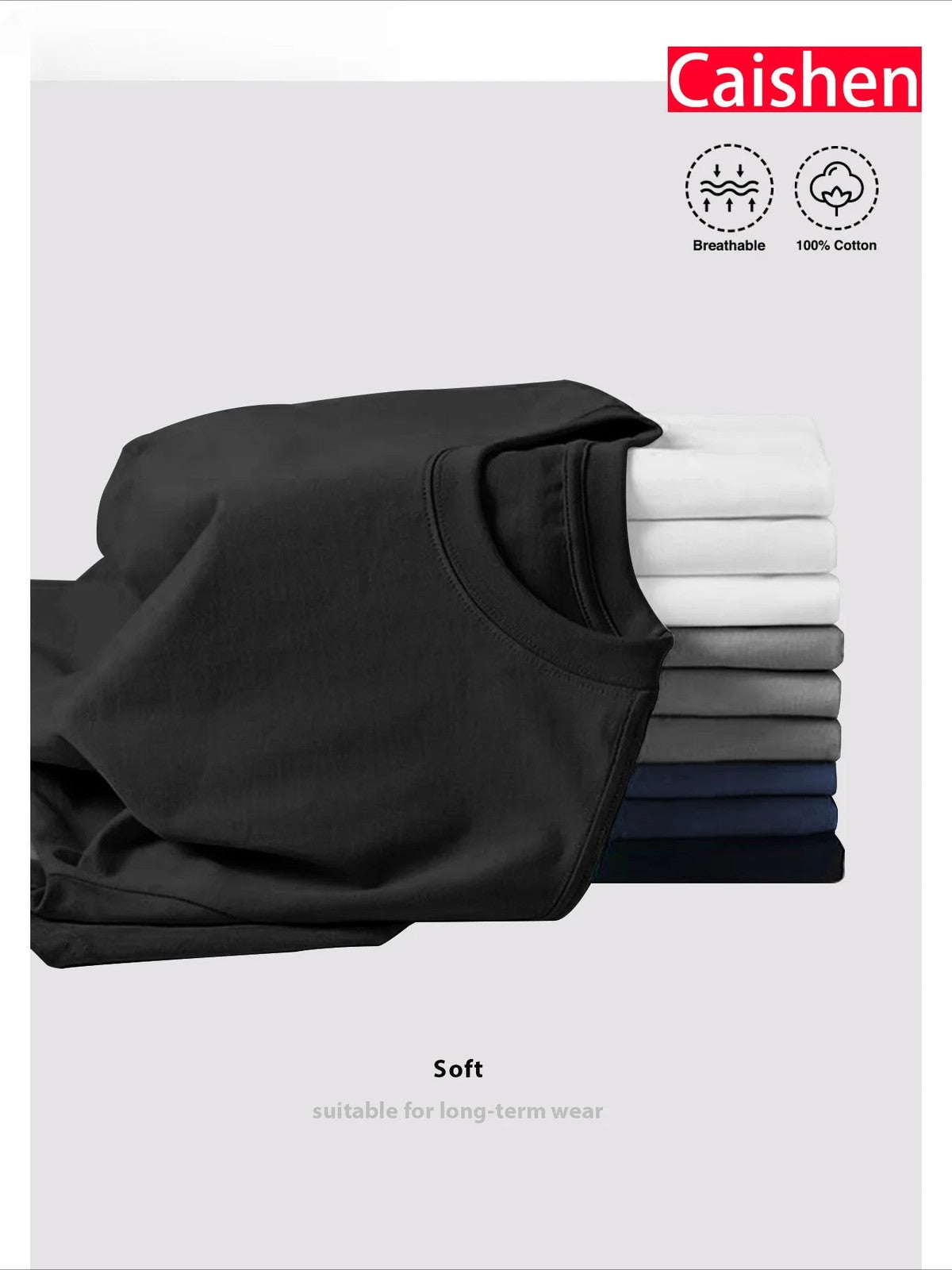 Four-piece 100% Cotton Men'S T-shirt Unisex Summer Simple Loose Crewneck Casual