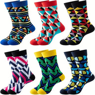 6 Pairs Unisex Men Cotton Socks Funny Geometric Trendy Socks Personality And