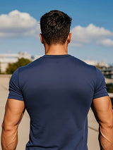 MCKENATEN MK Men's Quick-Dry V-Neck T-Shirt - High Elasticity Slim Fit Short