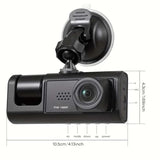 1080P Triple-Camera Dash Cam with IR Night Vision, Loop Recording & 2'' IPS
