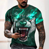 Men's Bold Lion 3D Print T-Shirt - Oversized, Short Sleeve, Crew Neck Tee with