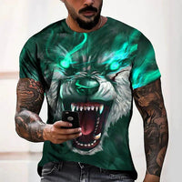 Men's Bold Lion 3D Print T-Shirt - Oversized, Short Sleeve, Crew Neck Tee with