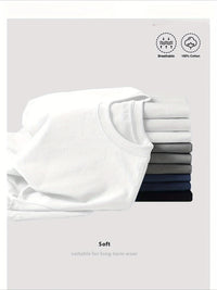 Four-piece 100% Cotton Men'S T-shirt Unisex Summer Simple Loose Crewneck Casual