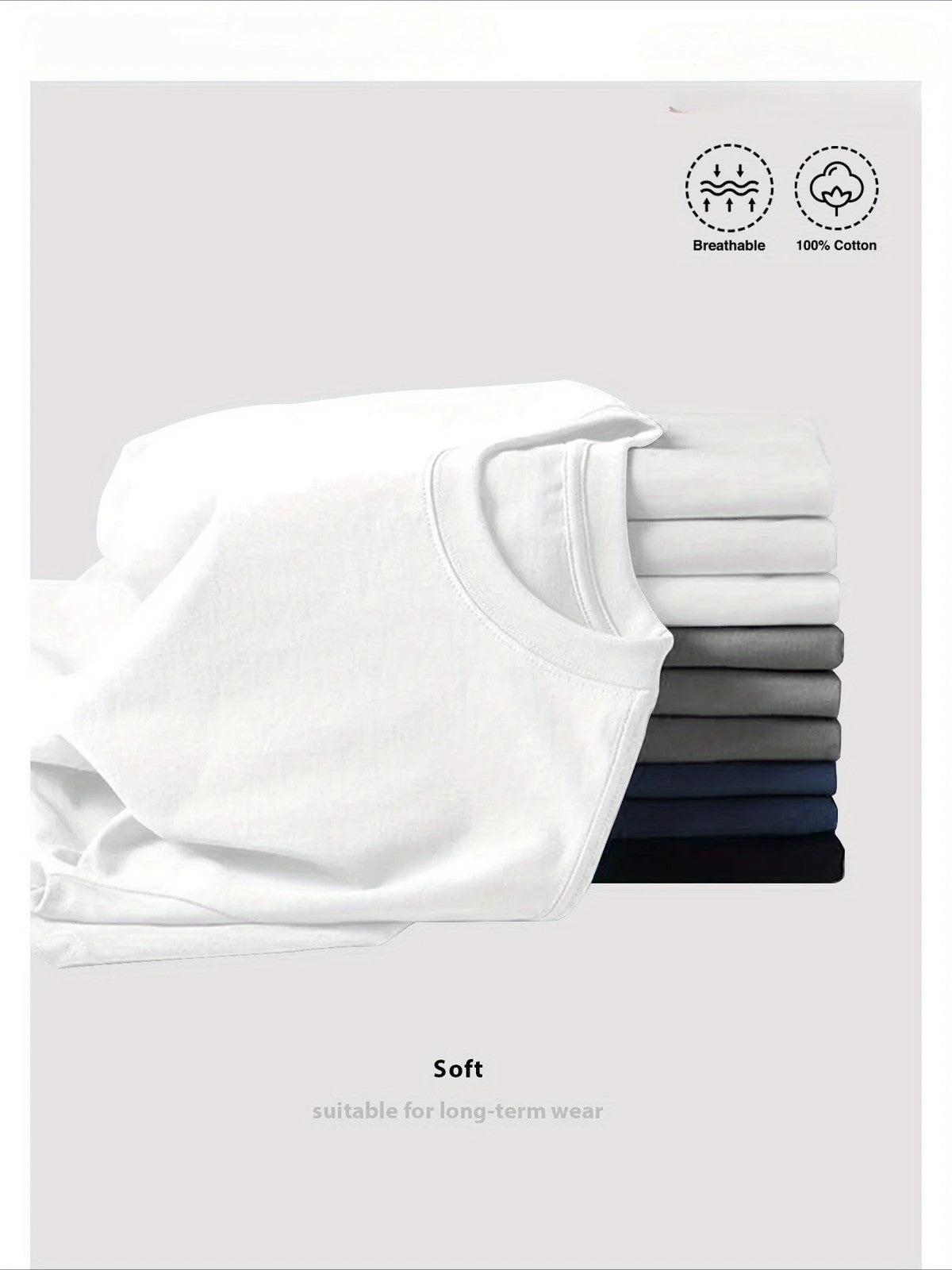 Four-piece 100% Cotton Men'S T-shirt Unisex Summer Simple Loose Crewneck Casual