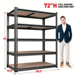 2000LBS Garage Shelving 72"H Storage Shelves Heavy Duty 5-tier Metal Shelving Units for Garage Shelves 60" H X 28" W X 12" D, Adjustable Utility Shelf Rack for Kitchen Warehouse Basement Pantry Utility Rack Shelf, 35.5"W X72"