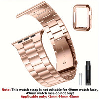 Casman Gold-Plated Stainless Steel Smartwatch Bands with Case Cover, Foldover Clasp, Compatible with Apple Watch Series, Ultra & iWatch 49mm/45mm/44mm/42mm/38mm/40mm/41mm - Non-Water Resistant