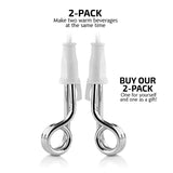 OVENTE Electric Immersion Water Heater (Pack of 2), 300W Mini Submersible Instant Boiler for Coffee and Tea, Portable, Lightweight and Easy to Use Home, Travel or Camping Accessories, White CH3012