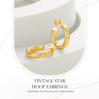 DOUX Star Hoop Earring for Women Thickened 18K Gold Filled 925 Sterling Silver Posts - Shine Like a Star with Our Premium Star Cubic Zirconia Earrings