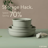 CAROTE Pots and Pans Set, Nonstick Cookware Set Detachable Handle, 11pcs Induction Kitchen Cookware Sets Non Stick with Removable Handle, RV Cookware Set, Oven Safe, Green