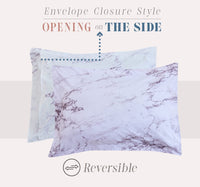 Elegant Comfort Reversible 10-Piece Comforter Set, Marble Print, Decorative Pillow and Fitted Sheet with Smart Pockets, Soft, Plush, & Lightweight Material, 10pc Marble, Queen, Lilac/Purple