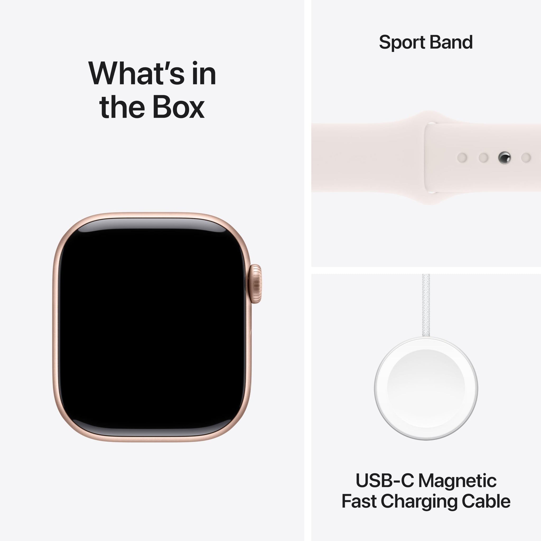 Apple Watch Series 10 [GPS 42mm] Smartwatch with Rose Gold Aluminium Case with Light Blush Sport Band