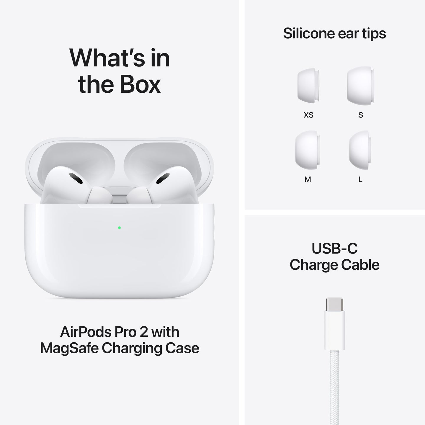 Apple AirPods Pro 2 Wireless Earbuds, Active Noise Cancellation, Hearing Aid Feature, Bluetooth Headphones, Transparency, Personalized Spatial Audio, High-Fidelity Sound, H2 Chip, USB-C Charging