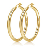 4mm Thick Gold Chunky Earrings Steling Silver Post Hoops Earrings For Women Large Hollow Tube Thick Gold Hoop Earrings Hypoallergenic Lightweight 20/30/40/50/60MM