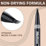 iMethod Eyebrow Pen - Eyebrow Pencil with Micro 4-Fork Tip, Microblading Eyebrow Pen for Natural Hair-Like Brows, Long-Lasting Eye Brow Pencils for Women, Smudge-proof, Black Brown