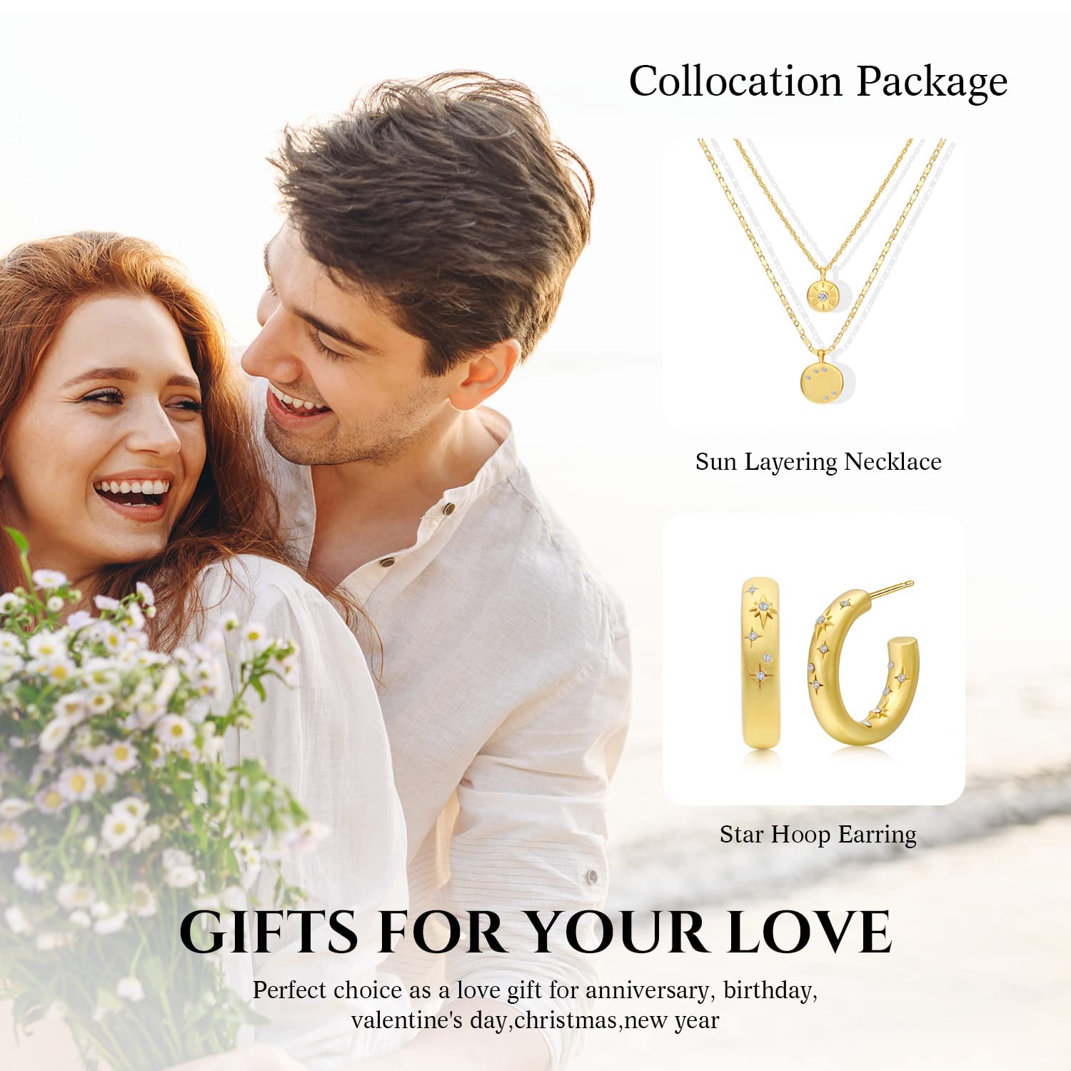 DOUX Star Hoop Earring for Women Thickened 18K Gold Filled 925 Sterling Silver Posts - Shine Like a Star with Our Premium Star Cubic Zirconia Earrings