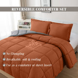 Elegant Comfort 3-Piece Reversible Comforter Set, All Season Cozy, Soft Down Alternative, Quilted - Box Stitched - Duvet Insert with 4 Corner Tabs, Comforter with Shams, Twin XL, Coral/Gray