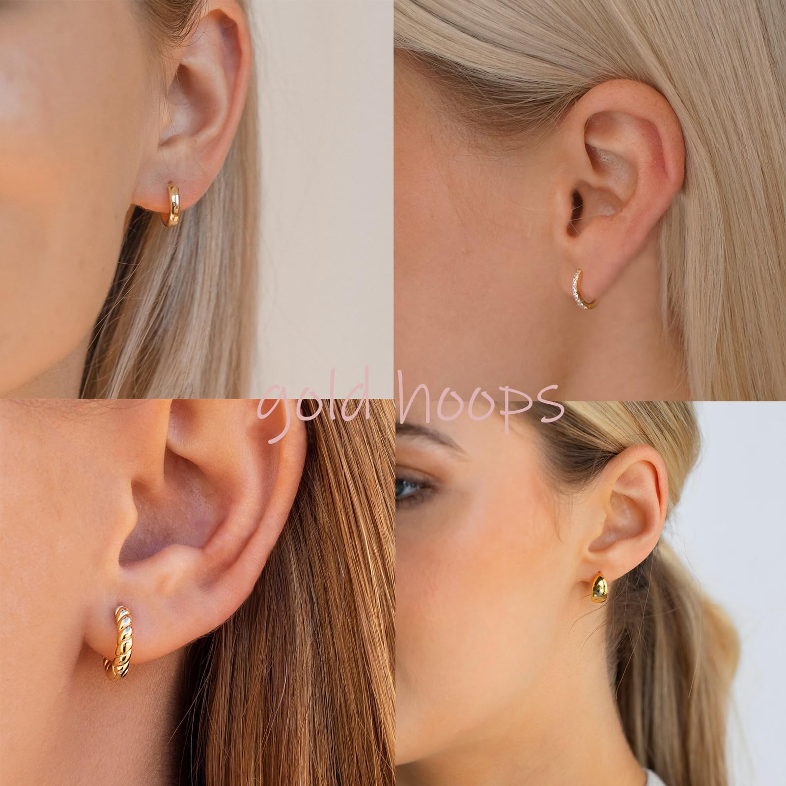 VIROMY Gold Hoop Earrings for Women Trendy Small Hoop Earrings，14K Gold Plated Lightweight Earrings for Women Chunky Open Hoops Earrings Gold Jewelry Gifts for women