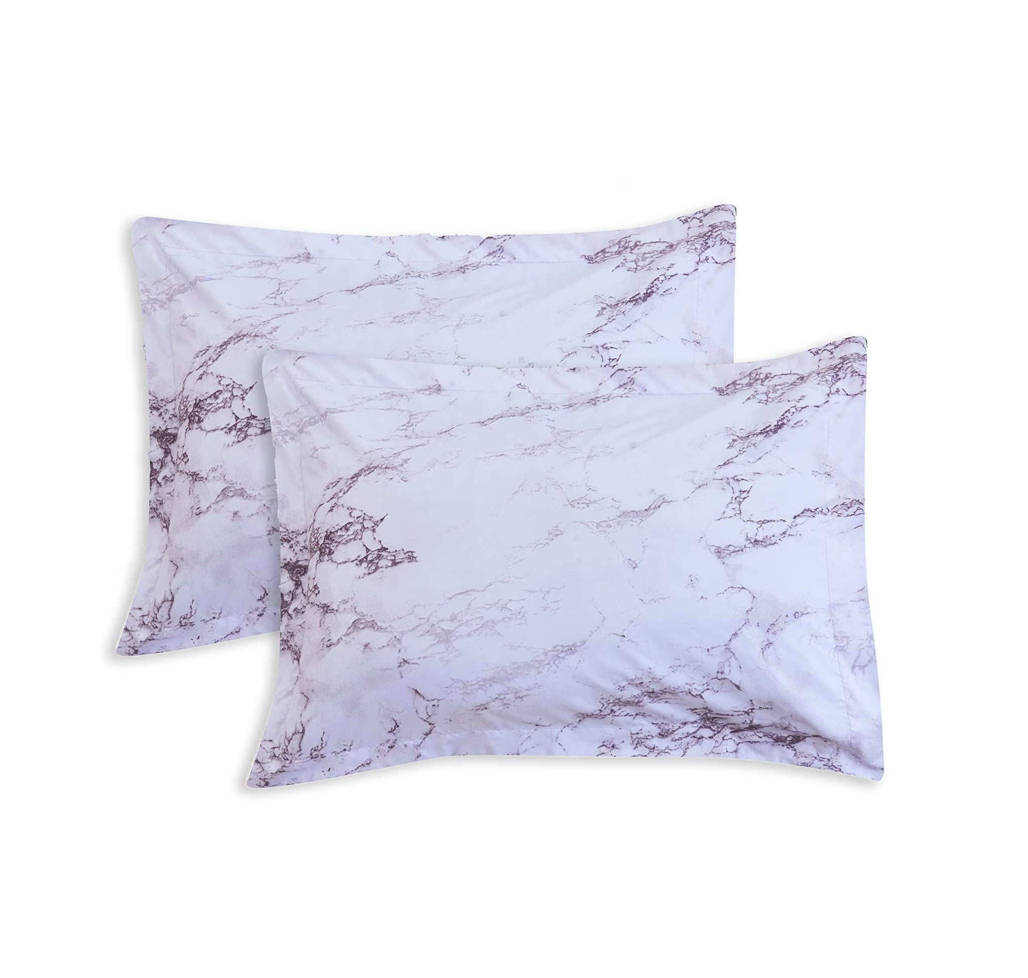 Elegant Comfort Reversible 10-Piece Comforter Set, Marble Print, Decorative Pillow and Fitted Sheet with Smart Pockets, Soft, Plush, & Lightweight Material, 10pc Marble, Queen, Lilac/Purple