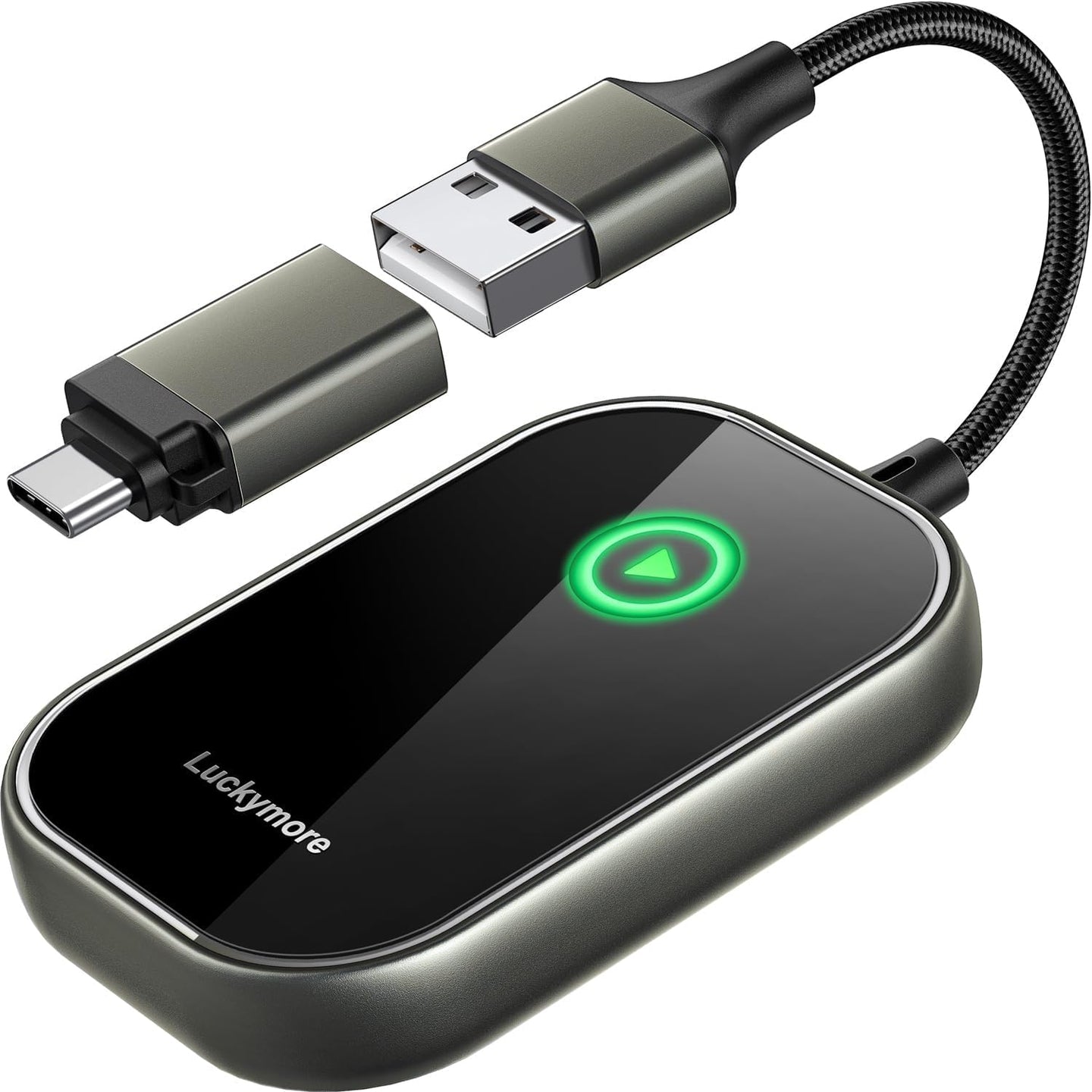 Luckymore Wireless Carplay Adapter, Converts Wired to Wireless Carplay Dongle for Wireless Control Plug & Play Carplay Fit for Cars from 2017 & for Apple iPhone iOS 10+