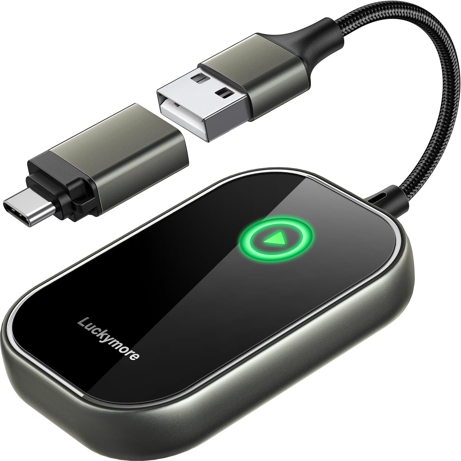 Luckymore Wireless Carplay Adapter, Converts Wired to Wireless Carplay Dongle for Wireless Control Plug & Play Carplay Fit for Cars from 2017 & for Apple iPhone iOS 10+