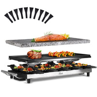 Artestia 1500W Large Size Raclette Cheese Grill Adjustable Temperature Korean BBQ Grill, Cheese Raclette with Grill Stone and Non-Stick Reversible Aluminum Plate for Parties Family