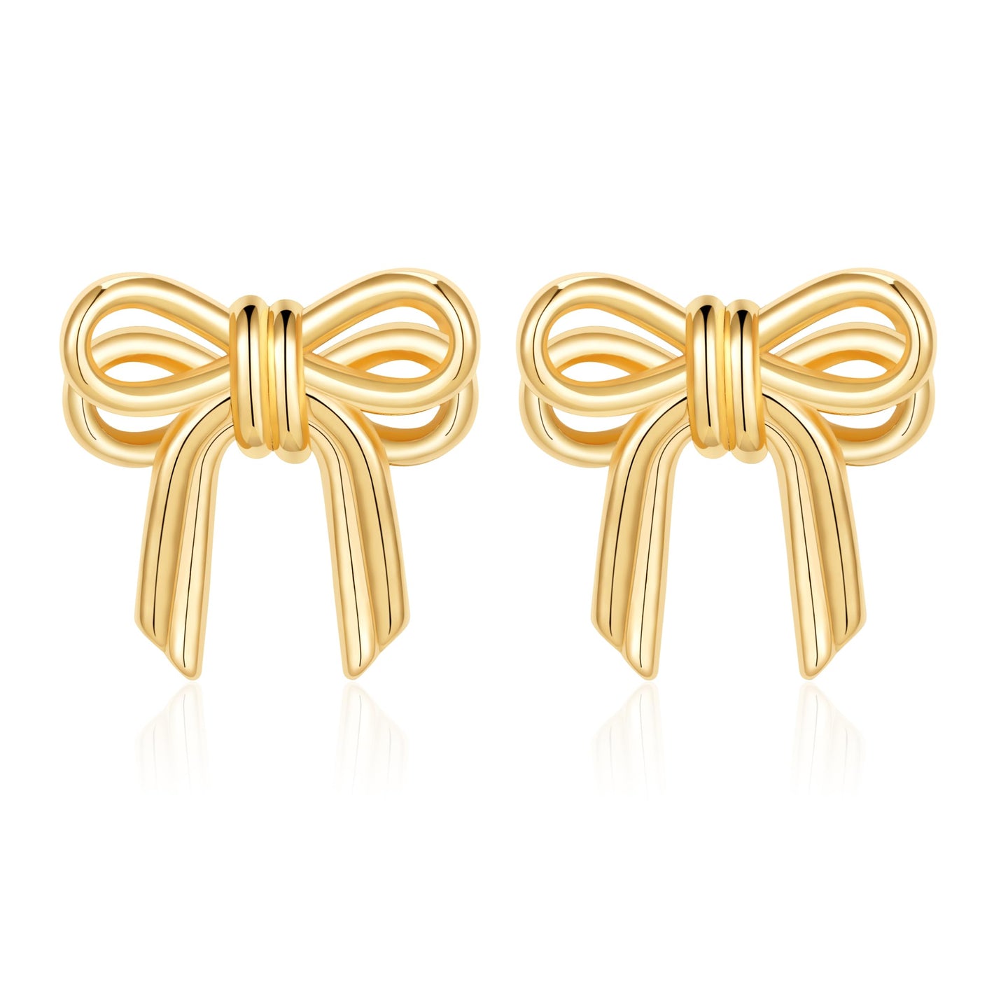 WEDDINEN Gold Bow Earrings for Women, Bow Ribbon Stud Earrings Trendy Jewelry Christmas Gifts