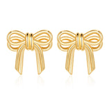 WEDDINEN Gold Bow Earrings for Women, Bow Ribbon Stud Earrings Trendy Jewelry Christmas Gifts