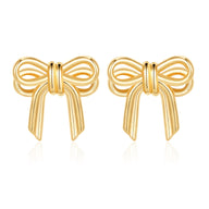 WEDDINEN Gold Bow Earrings for Women, Bow Ribbon Stud Earrings Trendy Jewelry Christmas Gifts