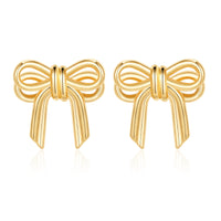 WEDDINEN Gold Bow Earrings for Women, Bow Ribbon Stud Earrings Trendy Jewelry Christmas Gifts