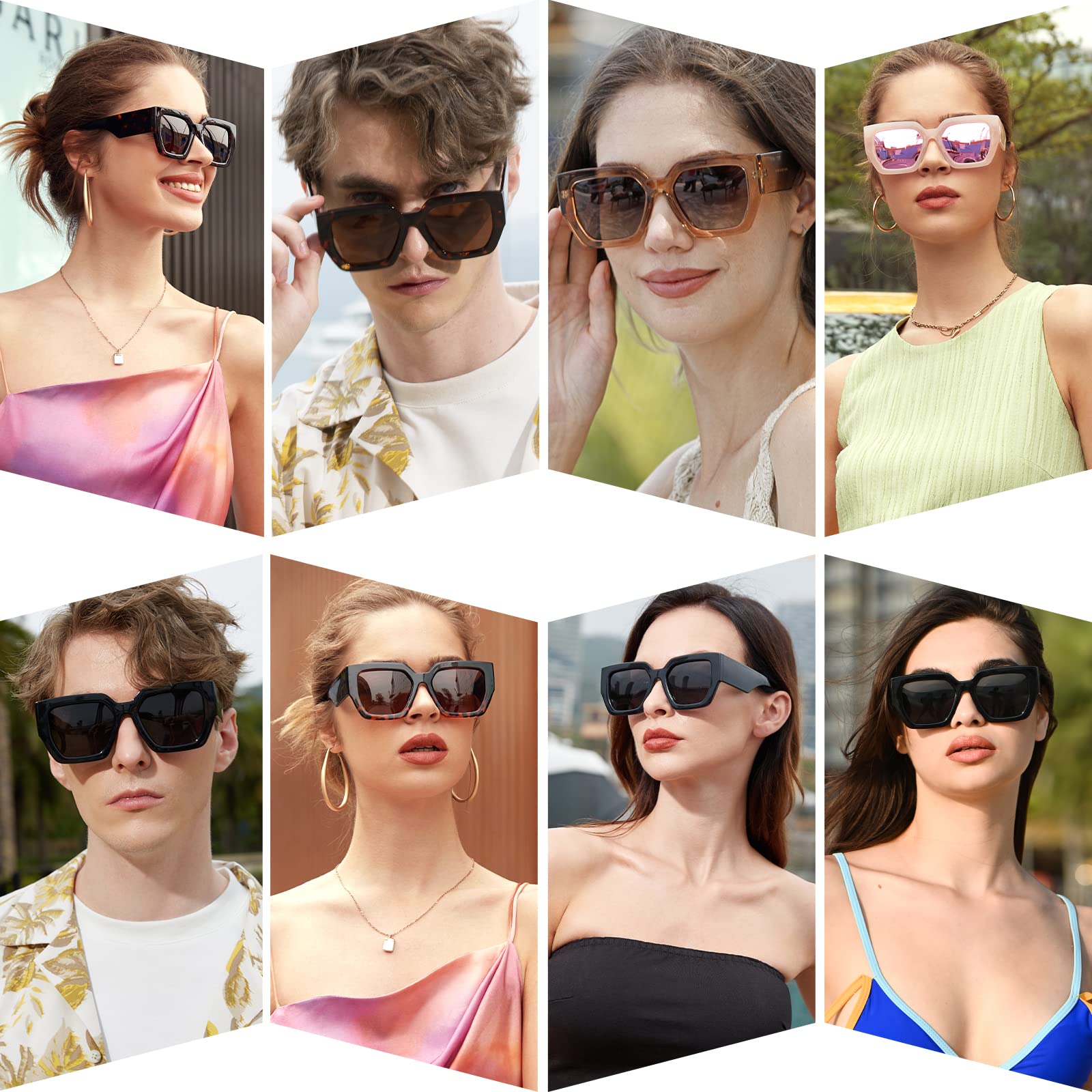 Oversized Square Polarized Sunglasses for Women Trendy Retro Large Multicolor Sunglasses UV400 Protection