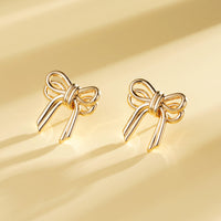 WEDDINEN Gold Bow Earrings for Women, Bow Ribbon Stud Earrings Trendy Jewelry Christmas Gifts