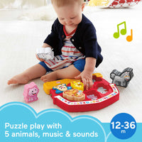 Fisher-Price Toddler Shape Sorting Toy Laugh & Learn Farm Animal Puzzle with Music & Sounds for Kids Ages 1+ Years