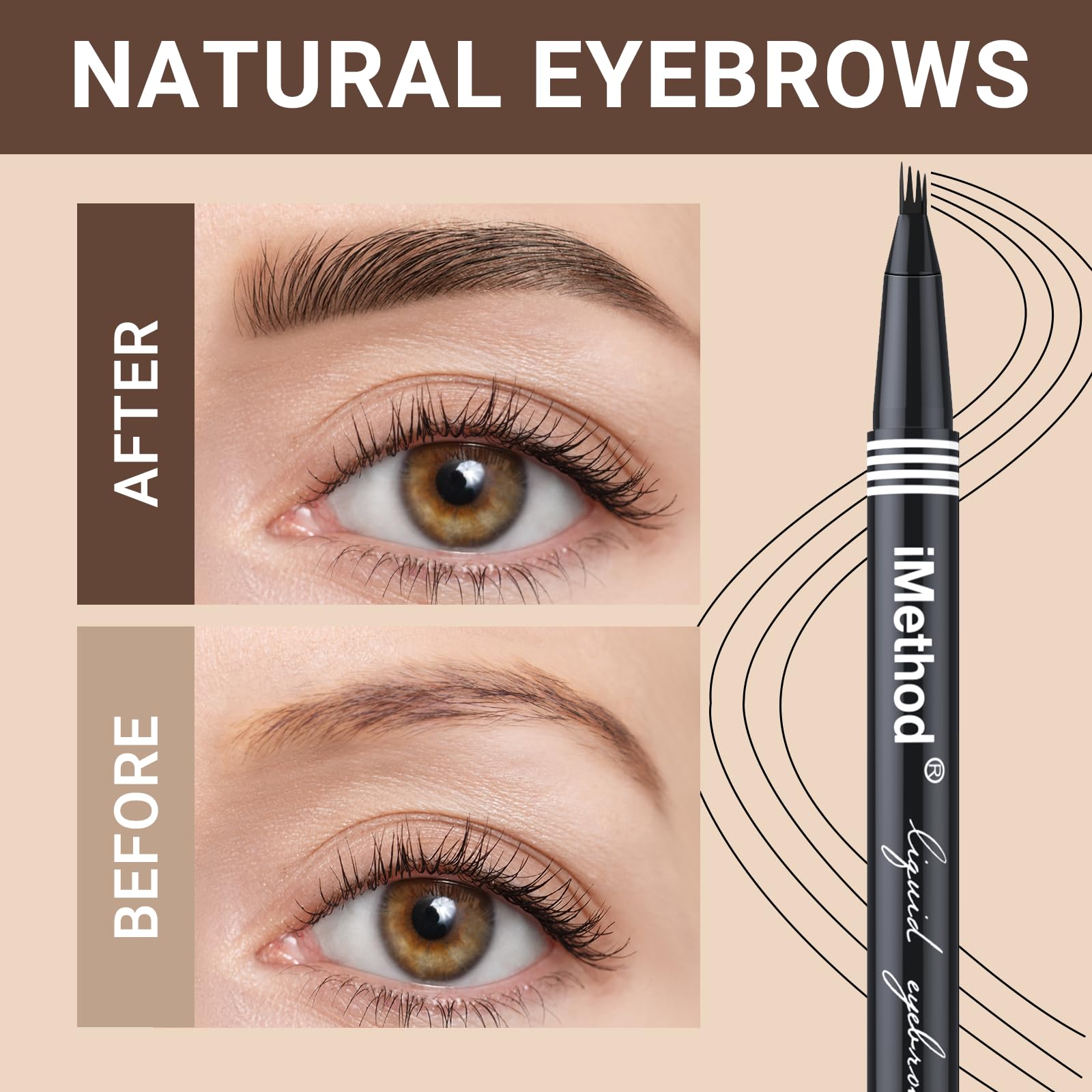 iMethod Eyebrow Pen - Eyebrow Pencil with Micro 4-Fork Tip, Microblading Eyebrow Pen for Natural Hair-Like Brows, Long-Lasting Eye Brow Pencils for Women, Smudge-proof, Black Brown