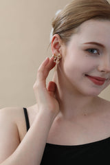 WEDDINEN Gold Bow Earrings for Women, Bow Ribbon Stud Earrings Trendy Jewelry Christmas Gifts