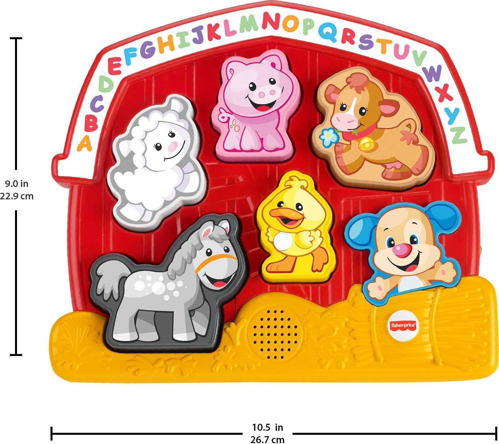 Fisher-Price Toddler Shape Sorting Toy Laugh & Learn Farm Animal Puzzle with Music & Sounds for Kids Ages 1+ Years
