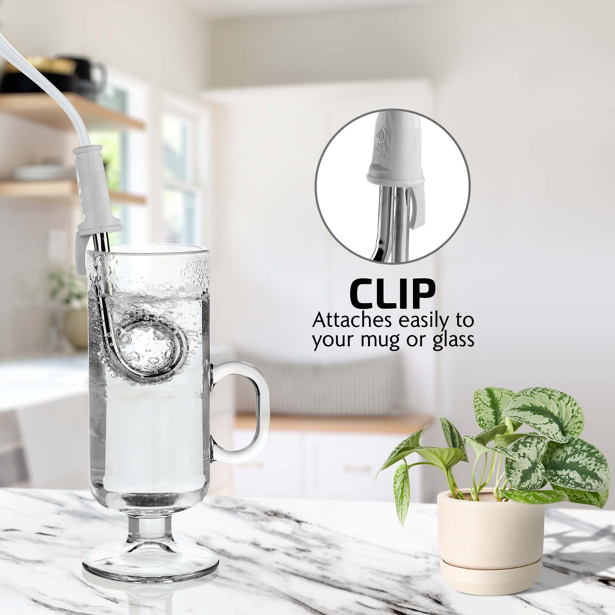 OVENTE Electric Immersion Water Heater (Pack of 2), 300W Mini Submersible Instant Boiler for Coffee and Tea, Portable, Lightweight and Easy to Use Home, Travel or Camping Accessories, White CH3012