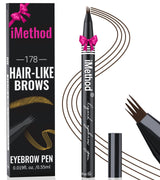 iMethod Eyebrow Pen - Eyebrow Pencil with Micro 4-Fork Tip, Microblading Eyebrow Pen for Natural Hair-Like Brows, Long-Lasting Eye Brow Pencils for Women, Smudge-proof, Black Brown