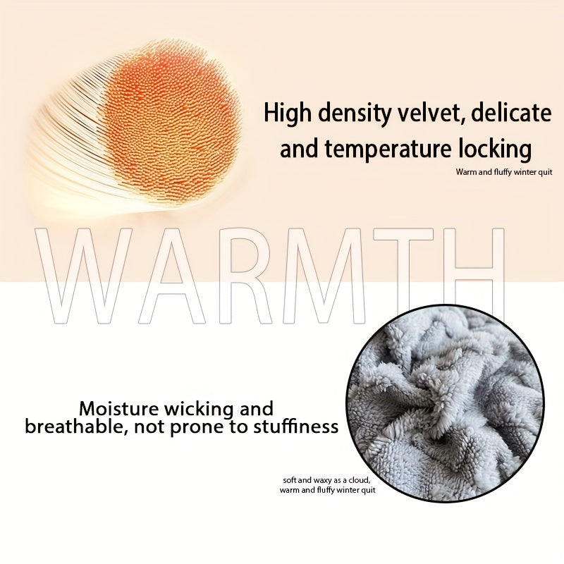 A Piece Of High-quality Thickened Velvet Blanket | Soft 100% Superfine Fiber Filling, Light Beige Soft Polyester Fabric, Suitable For Bedrooms And Hotel Rooms, Winter Warmth Blanket, Fluffy Quilt, Soft And Thick Blanket, Vint