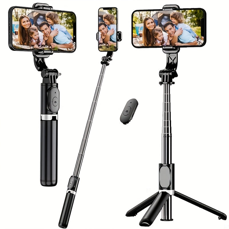40-inch Smartphone Selfie Stick Tripod, Expandable Selfie Stick Integrated Smartphone Tripod with Wireless Remote Control, Can Rotate 360 Degrees, Suitable for iPhone 16/15/14/13/12/12 Pro/11 Pro/XS/XR/X/8/7 Plus smartphone A
